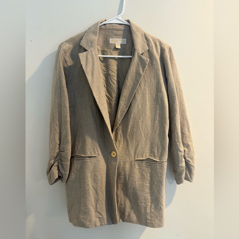 MK Women's Linen-Blend Blazer Jacket